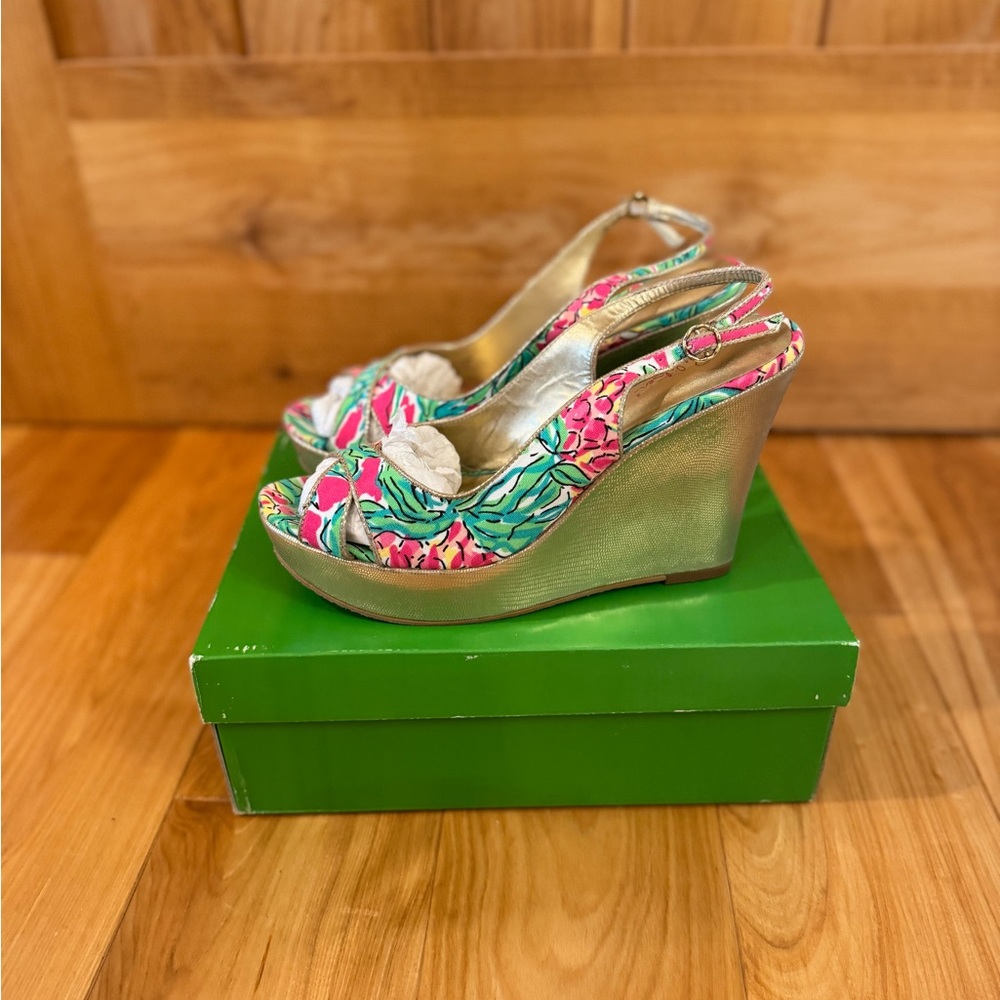 Lilly Pulitzer Print Wedge Size 9